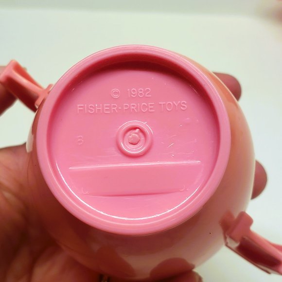Vintage 1982 Fisher Price Fun With Food Pink Cream & Sugar Lid Heart Set Lot x3 - Picture 7 of 11